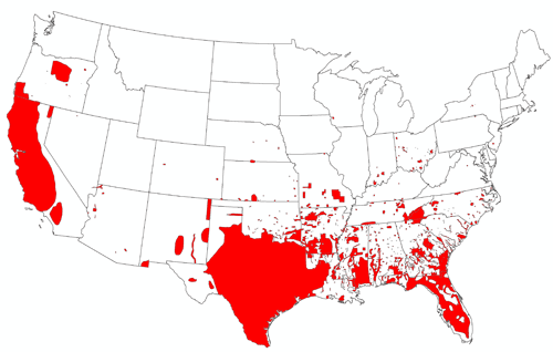 Map of Wild Hog Distribution