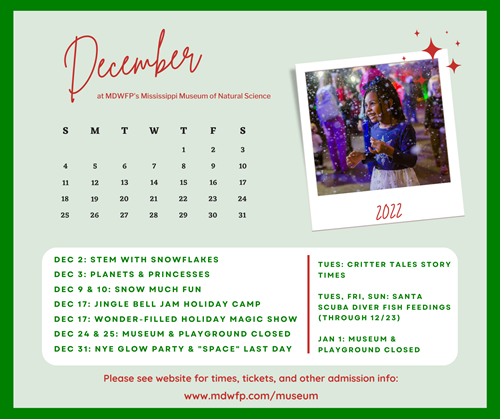 december 2022 events at the mississippi museum of natural science