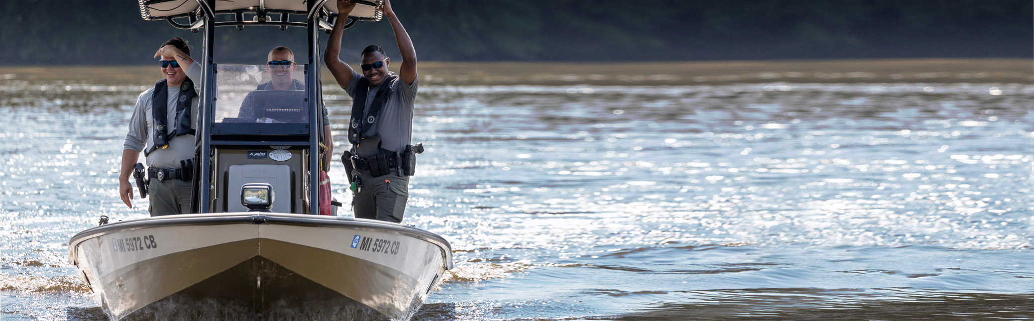 Officers in a boat