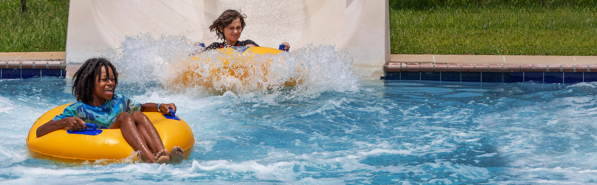 kids on a waterslide