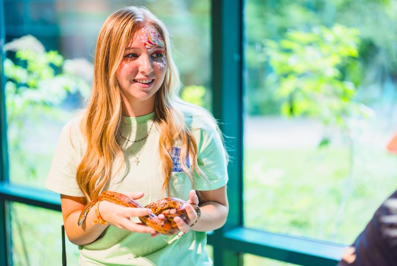 Museum volunteer at Snake Day